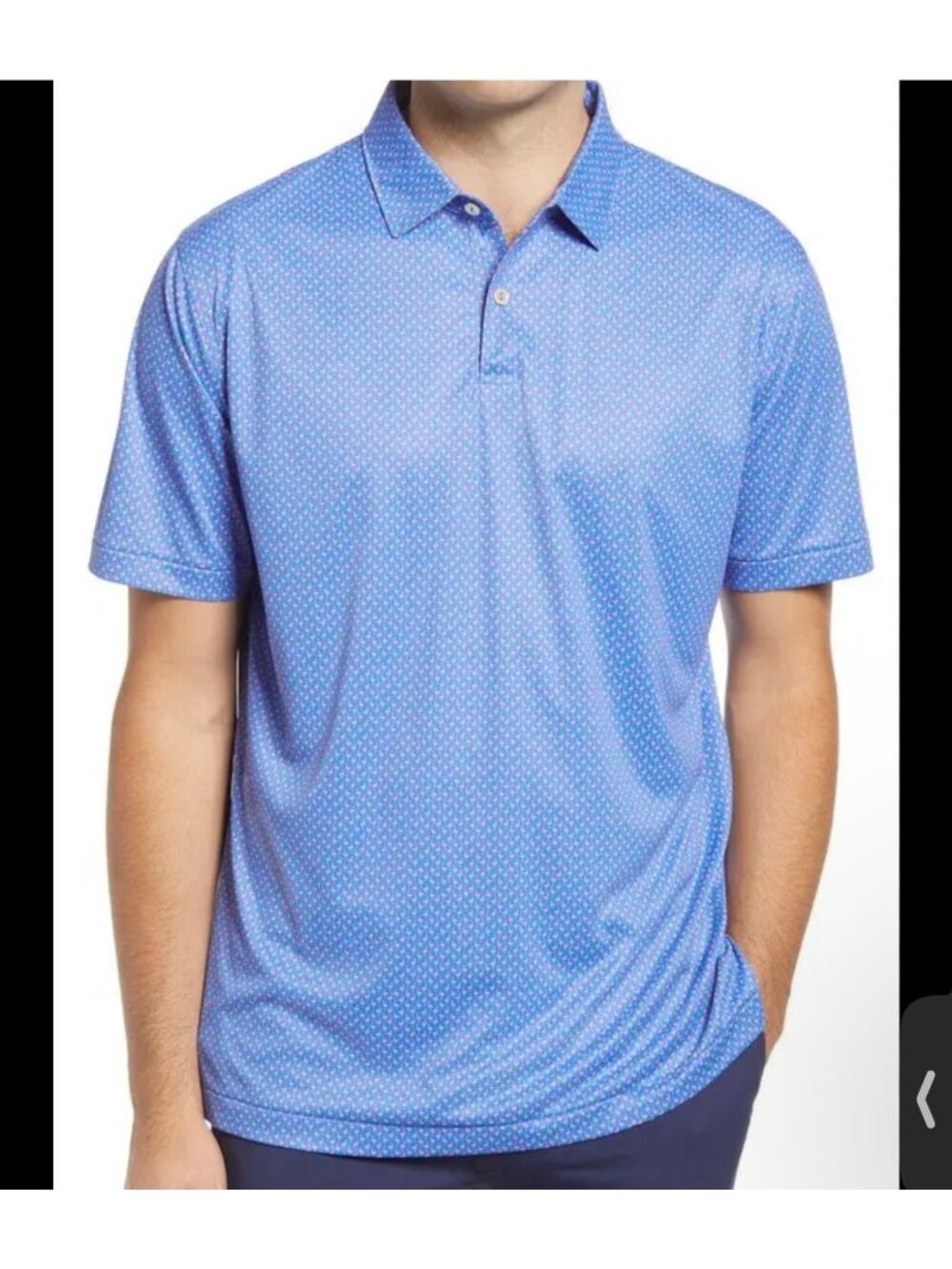 Peter Millar Flamingo Print Polo Men’s Size M Blue Performance Golf Shirt